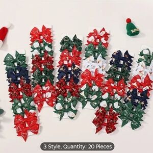 Festive Holiday Hair Bows Set